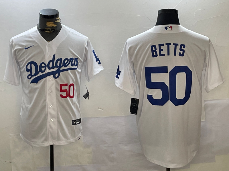 Men's Los Angeles Dodgers Mookie Betts #50 White Jersey